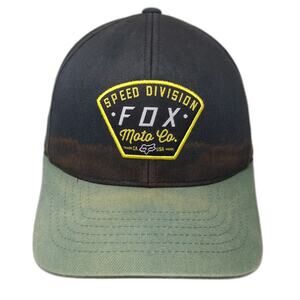 Fox Trucker Hat Black Green OSFM Speed Division Moto Co Snapback Faded Shield
